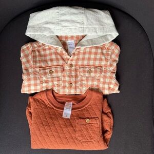 Carter's Orange Plaid with Hood and Quilted Pullover, 18m